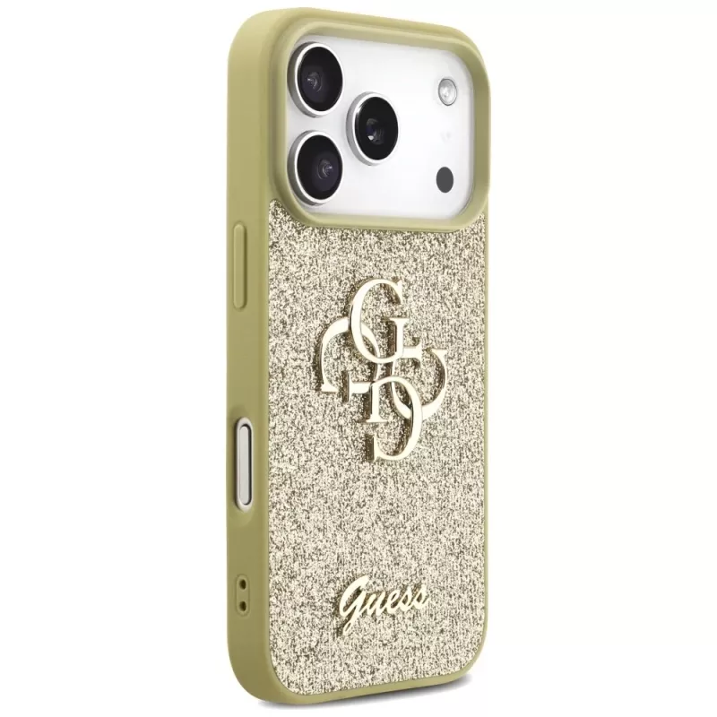Guess Fixed Glitter Big 4G Back Cover voor Apple iPhone 17 Pro, goud