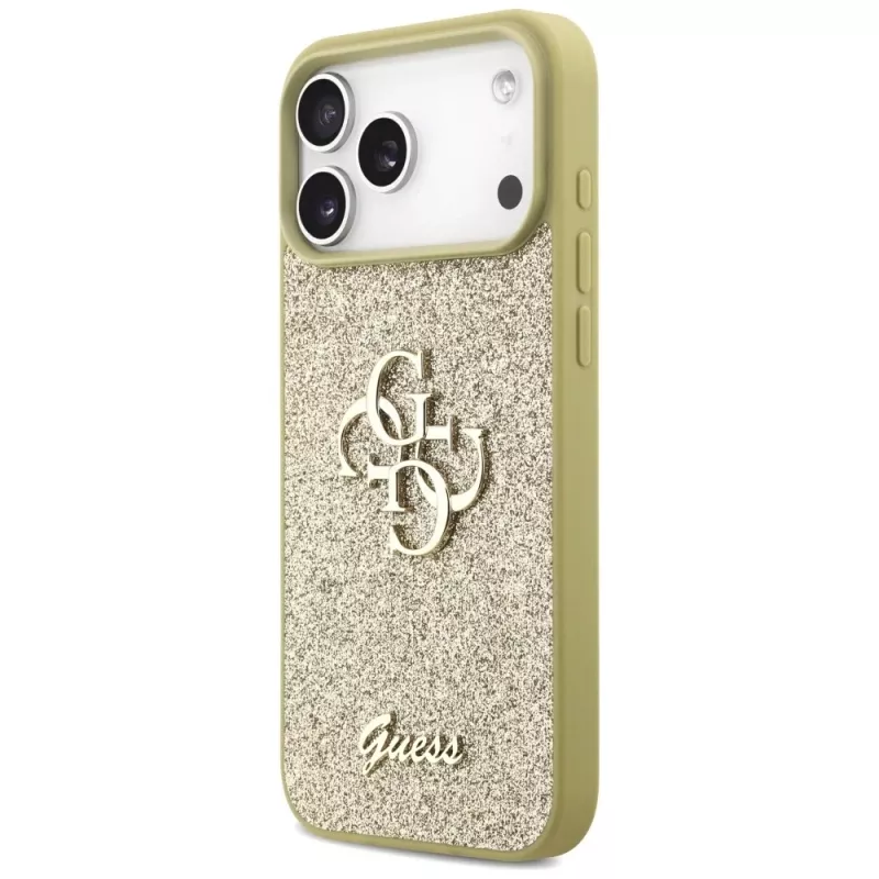 Guess Fixed Glitter Big 4G Case voor iPhone 17 Pro Max (goud)