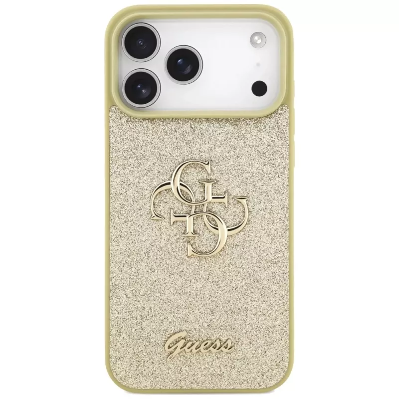Guess Fixed Glitter Big 4G Case voor iPhone 17 Pro Max (goud)