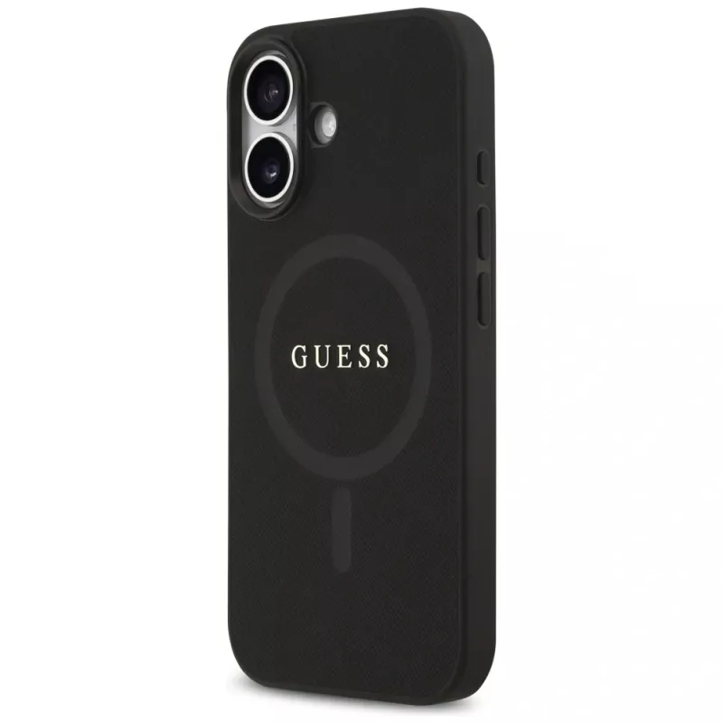 Guess Saffiano Classic Logo MagSafe Case voor iPhone 17, zwart