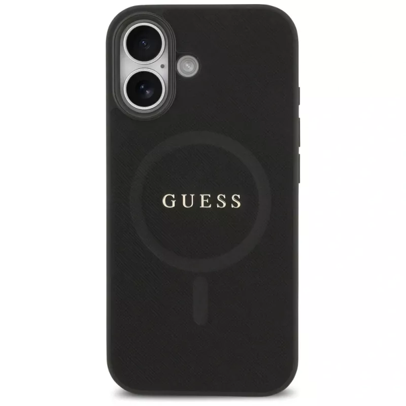 Guess Saffiano Classic Logo MagSafe Case voor iPhone 17, zwart