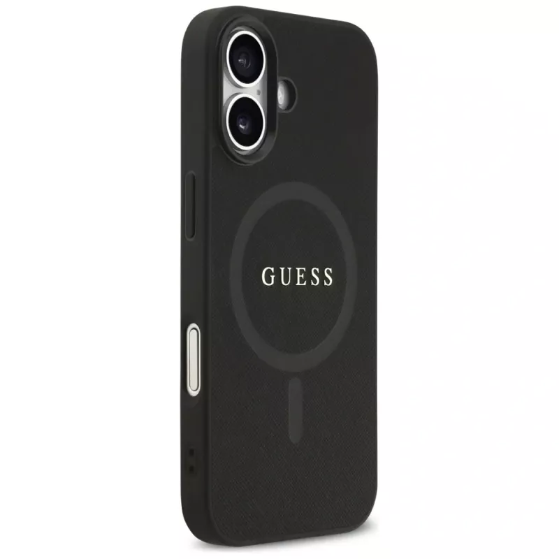 Guess Saffiano Classic Logo MagSafe Case voor iPhone 17, zwart
