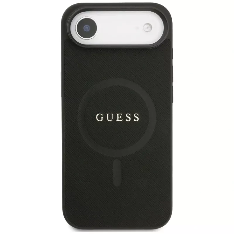 Guess Saffiano Classic Logo MagSafe Case voor iPhone Air, zwart