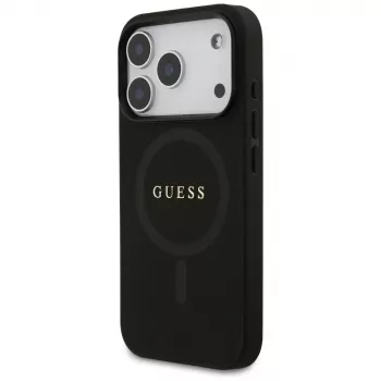 Guess Saffiano Classic Logo MagSafe Case voor iPhone 17 Pro, zwart
