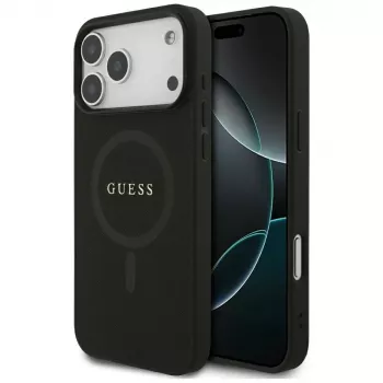 Guess Saffiano Classic Logo MagSafe Case voor iPhone 17 Pro Max, zwart