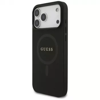 Guess Saffiano Classic Logo MagSafe Case voor iPhone 17 Pro Max, zwart
