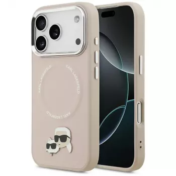 Karl Lagerfeld Karl & Choupette Pins MagSafe Case voor iPhone 17 Pro, roze
