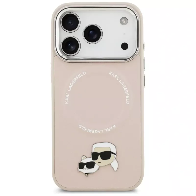 Karl Lagerfeld Karl & Choupette Pins MagSafe Case voor iPhone 17 Pro, roze
