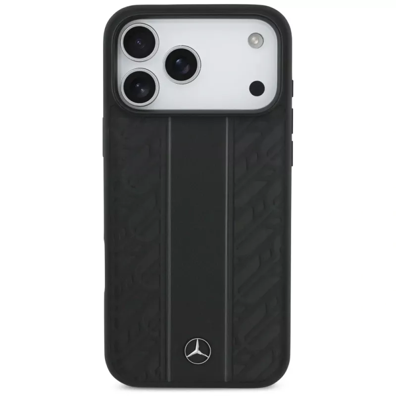 Mercedes Leather Laurel Leaves Stripes MagSafe-hoesje voor iPhone 17 Pro Max zwart