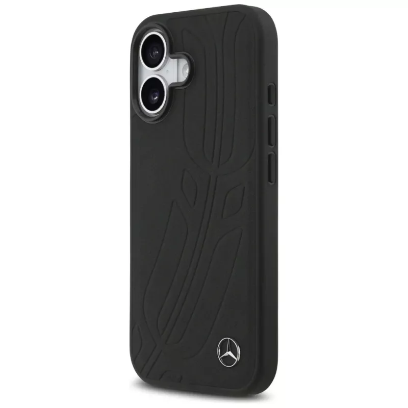 Mercedes Large Laurel Leave lederen MagSafe-hoesje voor iPhone 17 zwart
