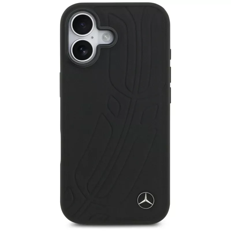 Mercedes Large Laurel Leave lederen MagSafe-hoesje voor iPhone 17 zwart