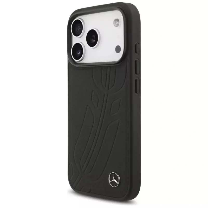 Mercedes Large Laurel Leave lederen MagSafe-hoesje voor iPhone 17 Pro zwart