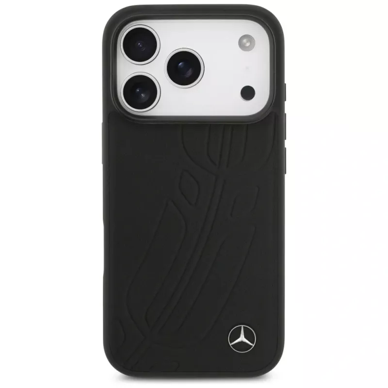 Mercedes Large Laurel Leave lederen MagSafe-hoesje voor iPhone 17 Pro zwart