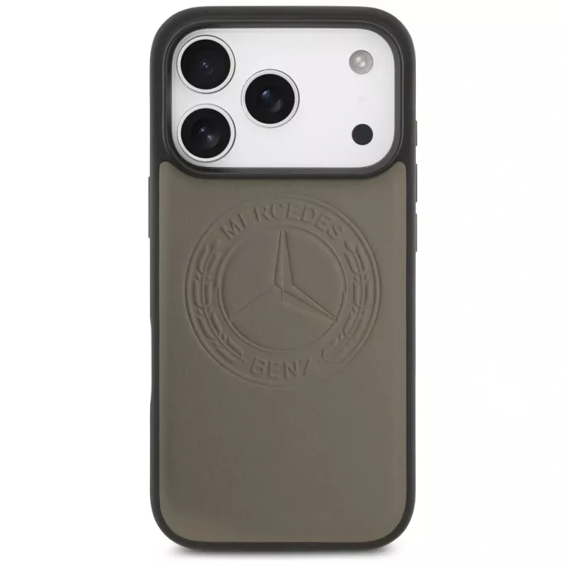 Mercedes Vintage Logo lederen MagSafe-hoesje voor iPhone 17 Pro taupe