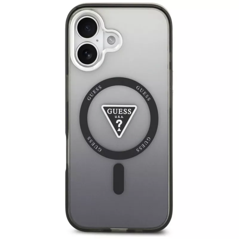 Guess IML Gradient Triangle Logo MagSafe-hoesje voor iPhone 17 zwart
