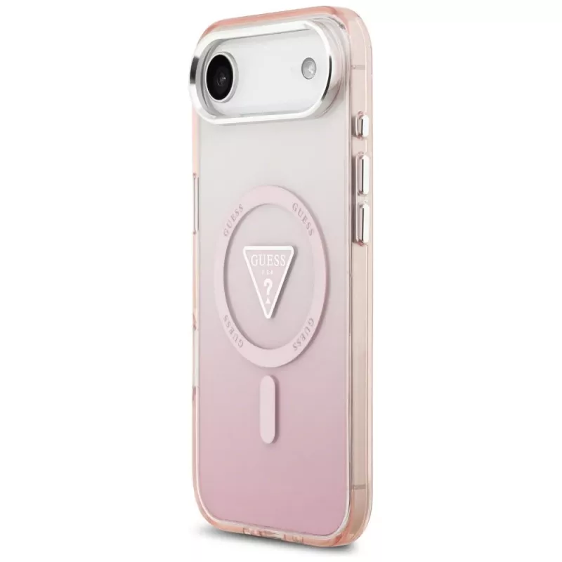 Guess IML Gradient Triangle Logo MagSafe-hoesje voor iPhone Air roze