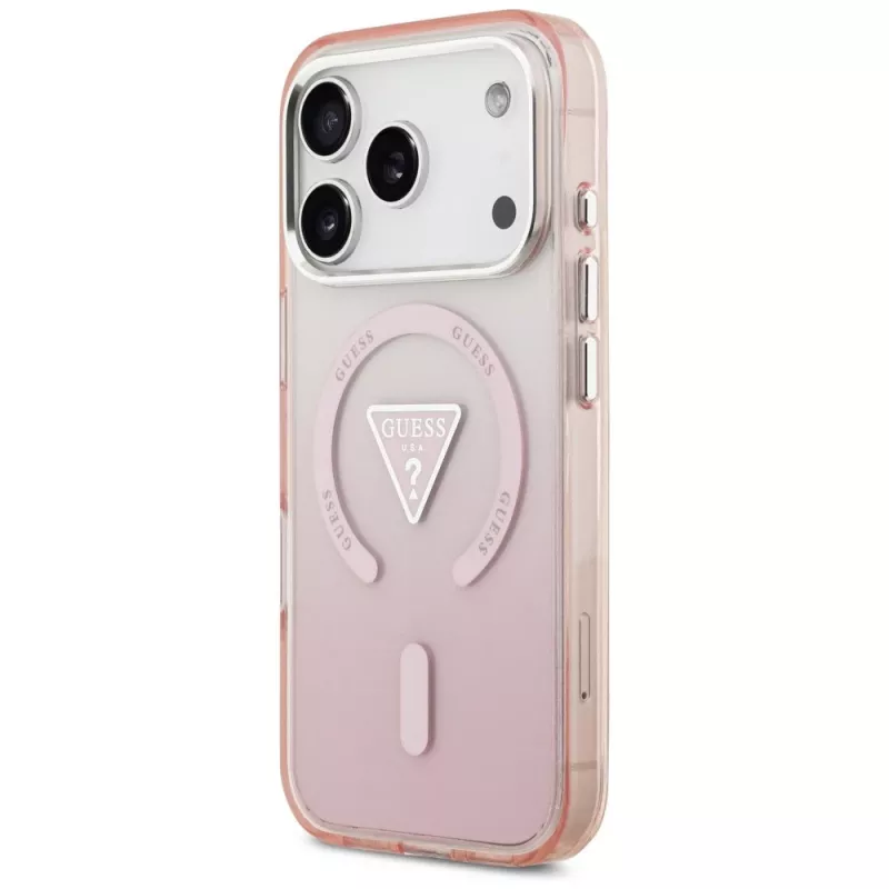 Guess IML Gradient Triangle Logo MagSafe-hoesje voor Apple iPhone 17 Pro, roze