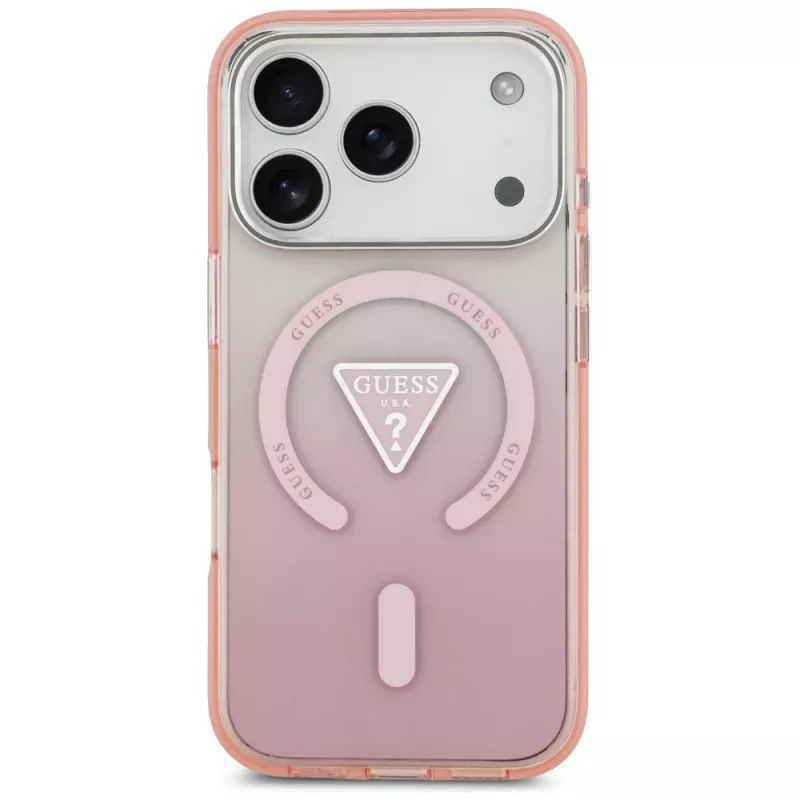 Guess IML Gradient Triangle Logo MagSafe-hoesje voor Apple iPhone 17 Pro, roze