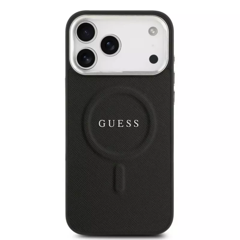 Guess Classic Logo MagSafe-hoesje voor iPhone 17 Pro Max zwart