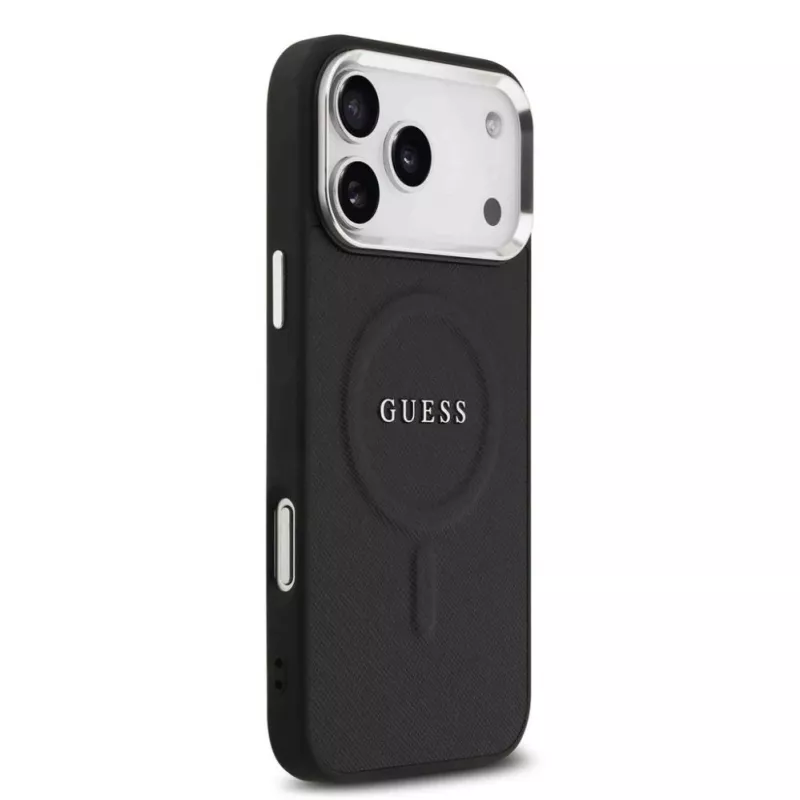 Guess Classic Logo MagSafe-hoesje voor iPhone 17 Pro Max zwart
