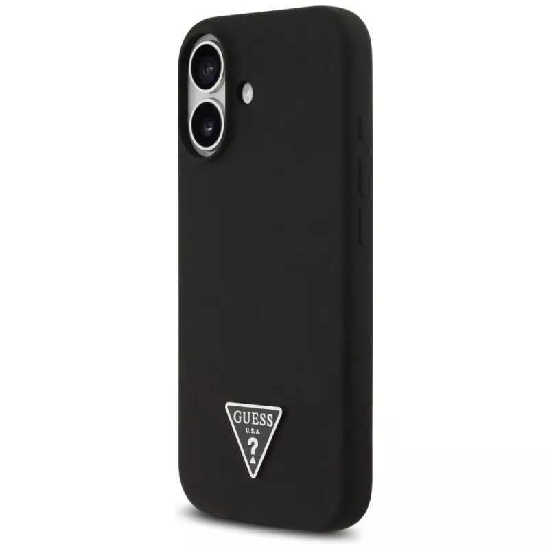 Guess Silicone Triangle Logo MagSafe-hoesje voor iPhone 17 zwart