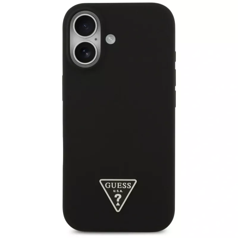Guess Silicone Triangle Logo MagSafe-hoesje voor iPhone 17 zwart