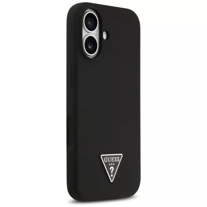 Guess Silicone Triangle Logo MagSafe-hoesje voor iPhone 17 zwart