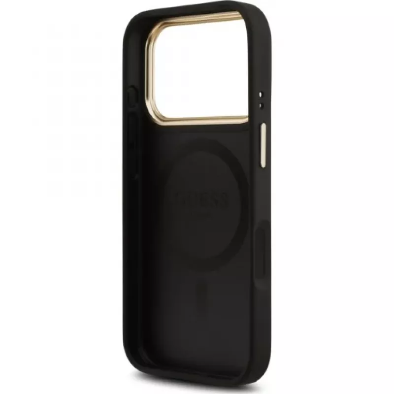 Guess 4G PU Classic Logo MagSafe back cover voor Apple iPhone 17 Pro zwart