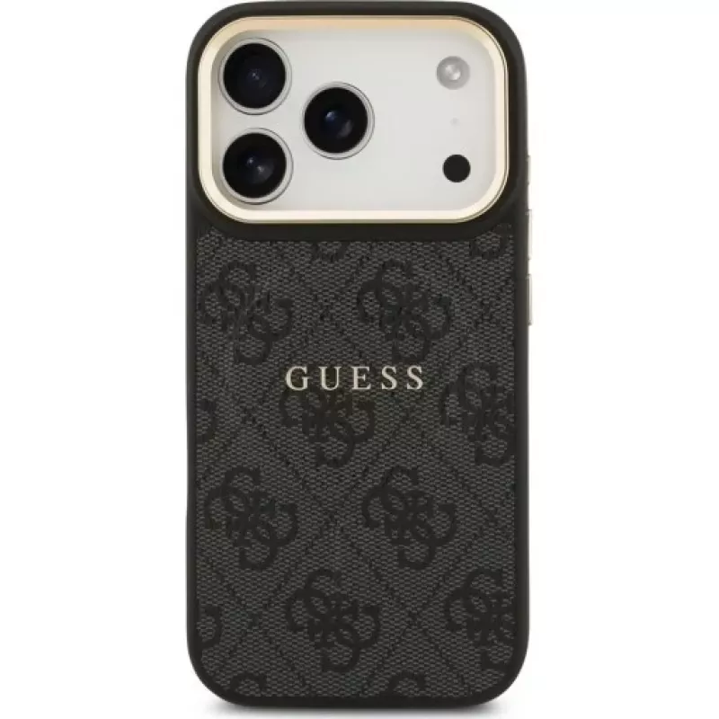 Guess 4G PU Classic Logo MagSafe back cover voor Apple iPhone 17 Pro zwart