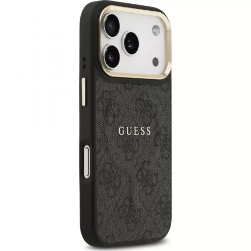 Guess 4G PU Classic Logo MagSafe back cover voor Apple iPhone 17 Pro zwart