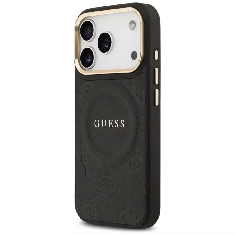 Guess Peony Hot Stamp MagSafe-hoesje voor Apple iPhone 17 Pro, zwart