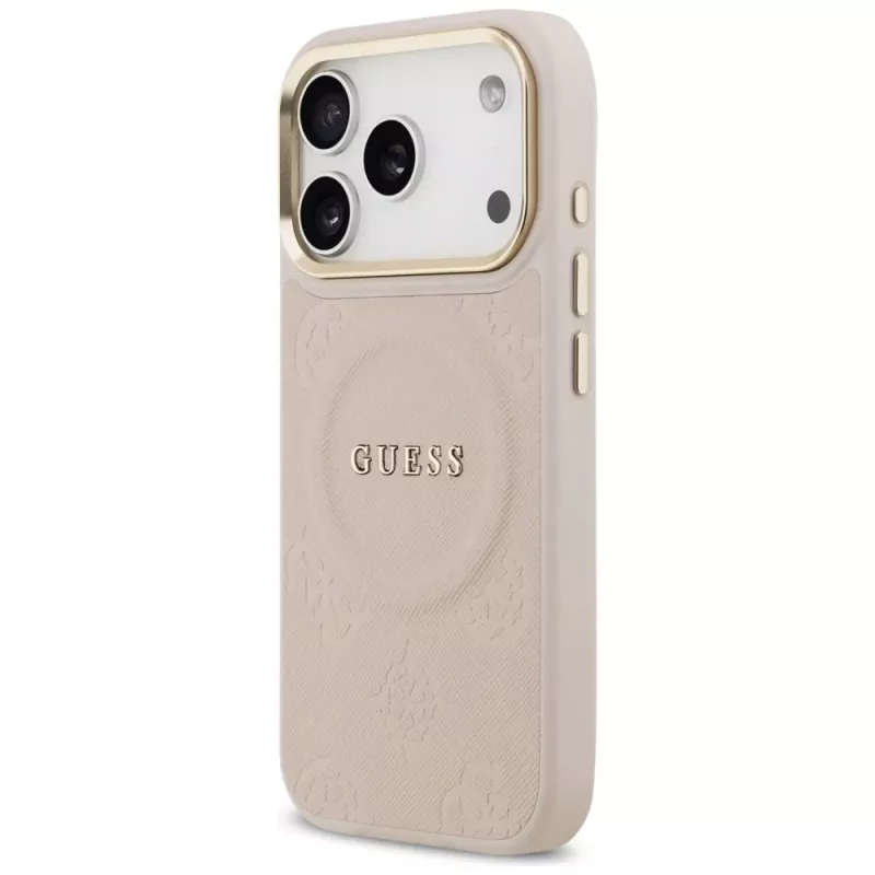 Guess Peony Hot Stamp MagSafe hoesje voor iPhone 17 Pro, roze