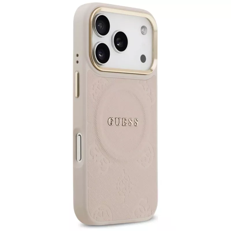 Guess Peony Hot Stamp MagSafe hoesje voor iPhone 17 Pro, roze