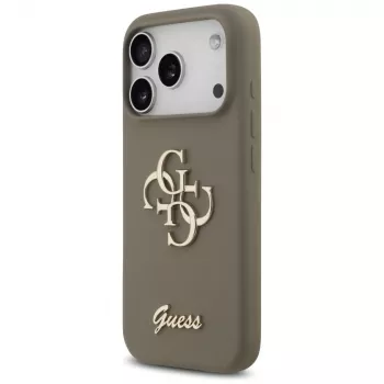 Guess Silicone Big 4G Script Case voor iPhone 17 Pro bruin