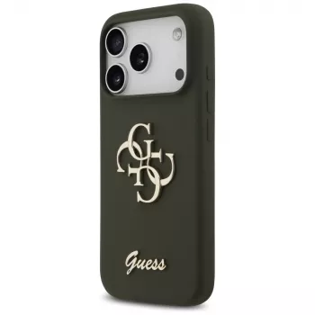 Guess Silicone Big 4G Script Case voor iPhone 17 Pro - khaki