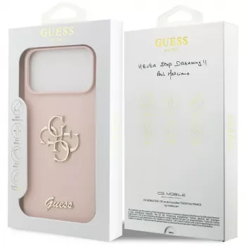 Guess Silicone Big 4G Script Case voor Apple iPhone 17 Pro Max - roze