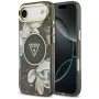 Guess IML Glitter Flowers Triangle MagSafe-hoesje voor iPhone Air - zwart