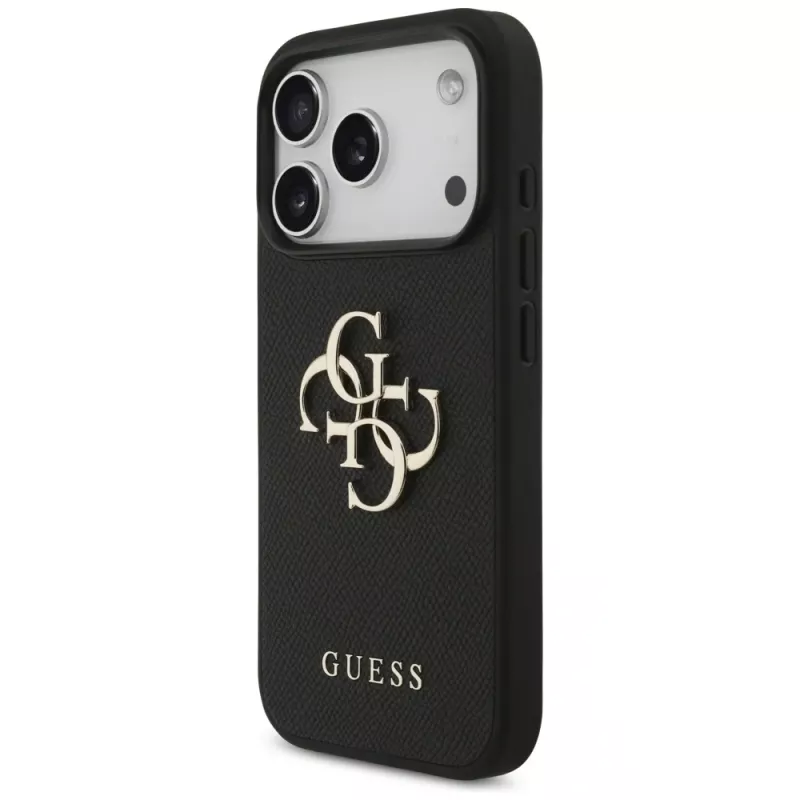 Guess Grained Big 4G & Classic Logo Protective Case voor Apple iPhone 17 Pro, zwart