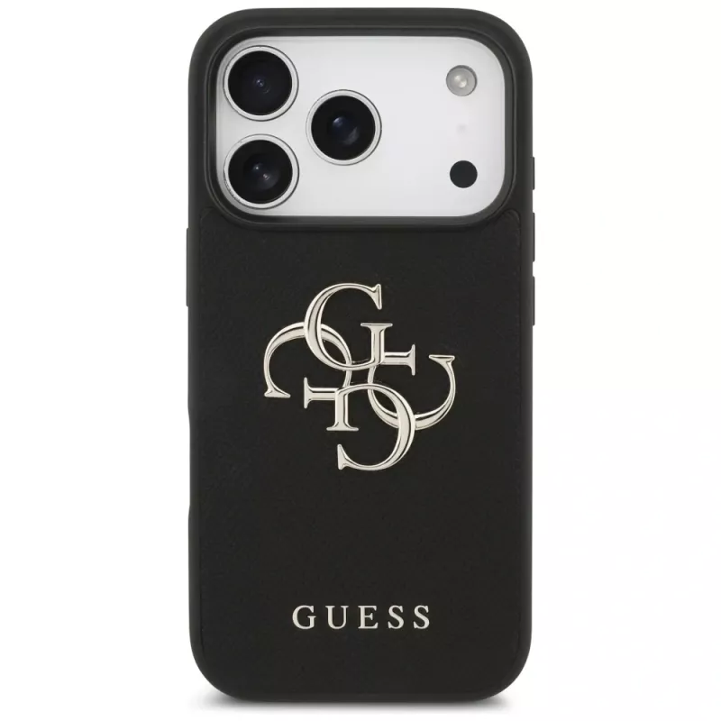 Guess Grained Big 4G & Classic Logo Protective Case voor Apple iPhone 17 Pro, zwart