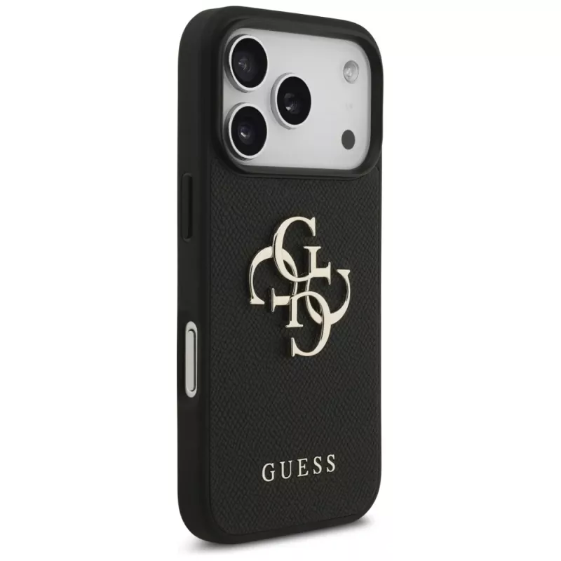 Guess Grained Big 4G & Classic Logo Protective Case voor Apple iPhone 17 Pro, zwart