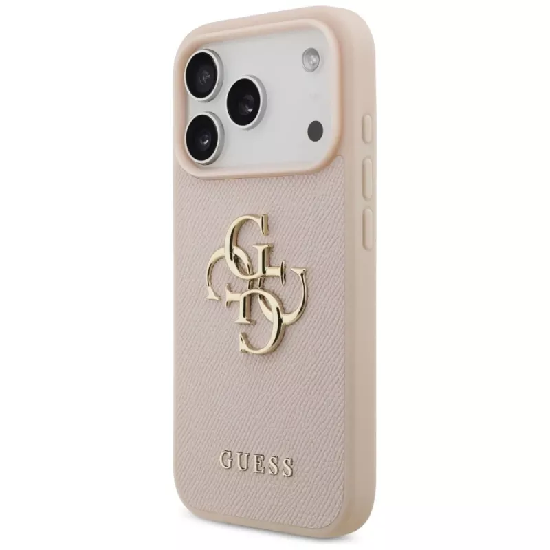 Guess Grained Big 4G & Classic Logo Case voor iPhone 17 Pro roze