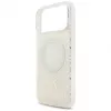 Guess IML Flowers Electro Pearl Strap MagSafe Case voor iPhone 17 Pro Max wit