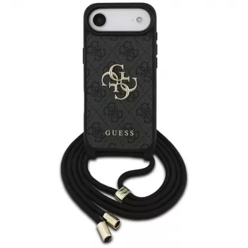 Guess 4G Big Logo Cord Strap Crossbody Case voor iPhone Air, zwart