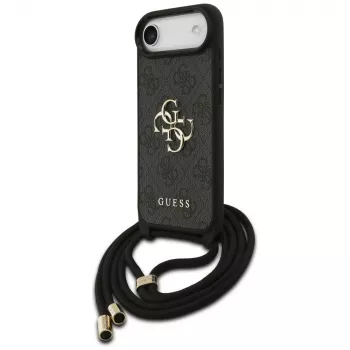 Guess 4G Big Logo Cord Strap Crossbody Case voor iPhone Air, zwart
