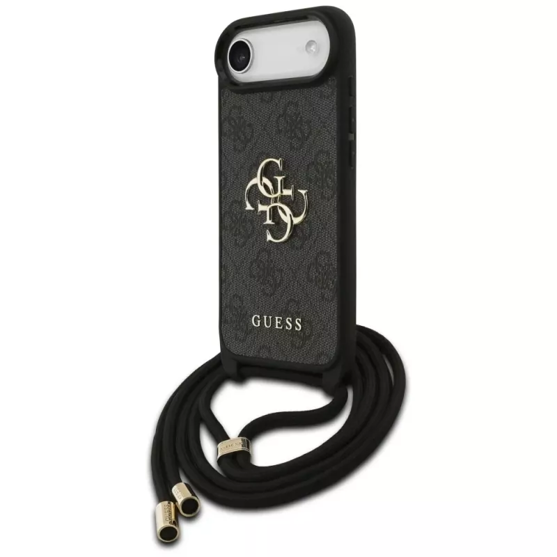 Guess 4G Big Logo Cord Strap Crossbody Case voor iPhone Air, zwart