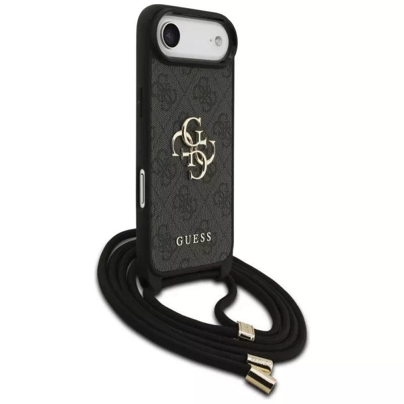 Guess 4G Big Logo Cord Strap Crossbody Case voor iPhone Air, zwart
