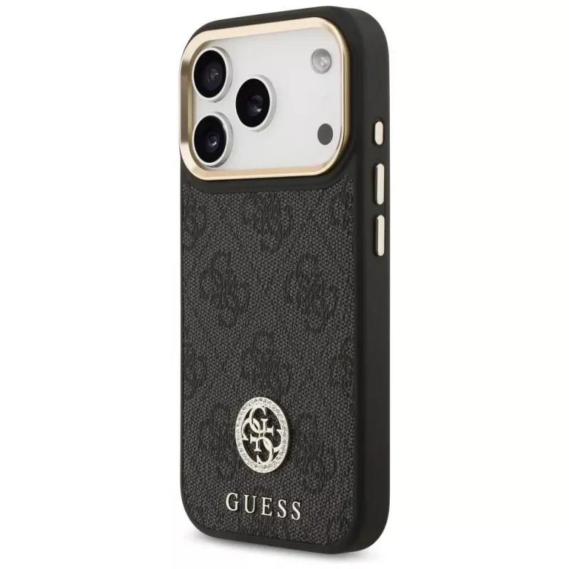 Guess 4G Strass Logo MagSafe Case voor iPhone 17 Pro (zwart)