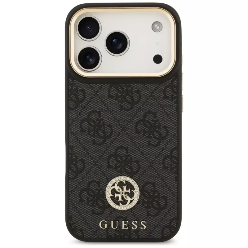 Guess 4G Strass Logo MagSafe Case voor iPhone 17 Pro (zwart)
