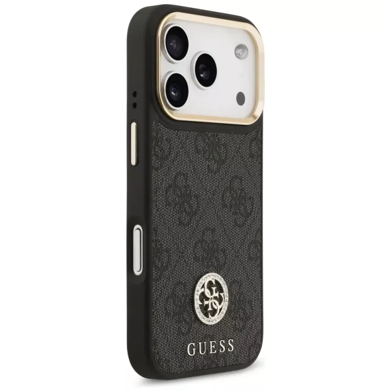 Guess 4G Strass Logo MagSafe Case voor iPhone 17 Pro (zwart)