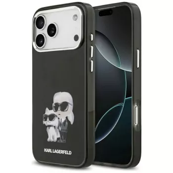Karl Lagerfeld IML Aquarelle Karl & Choupette & Logo MagSafe Case voor iPhone 17 Pro (zwart)